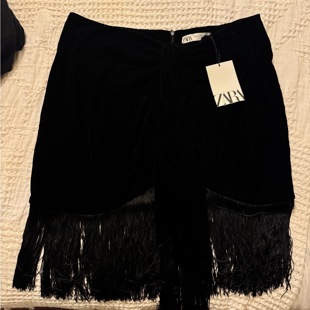 Zara black velvet mini skirt